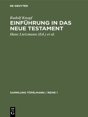 cover image of Einführung in das Neue Testament